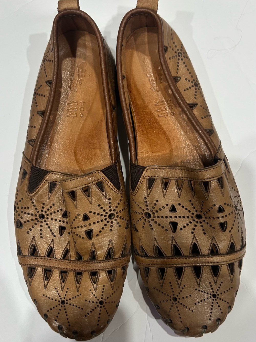 Spring Step Loafer Women's Fusaro Leather Slip-On Tan Casual Shoe Size 38 Boho